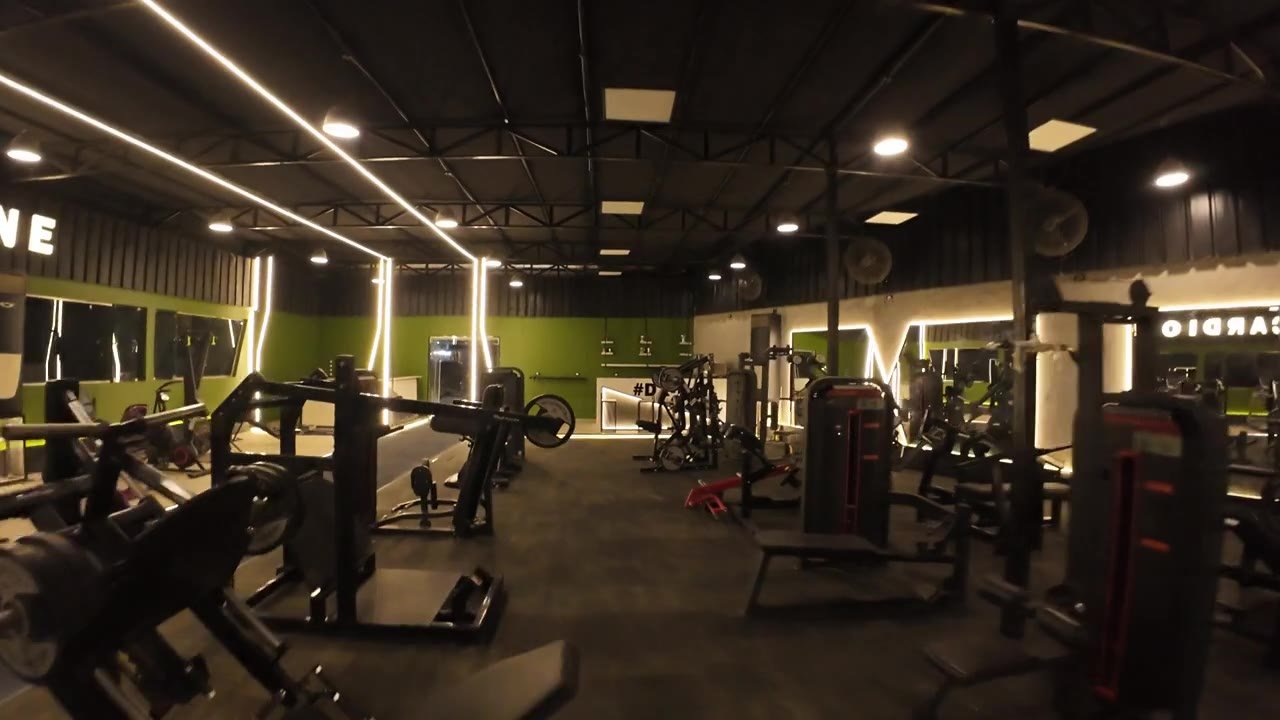 The machine floor with leg press and back stations.